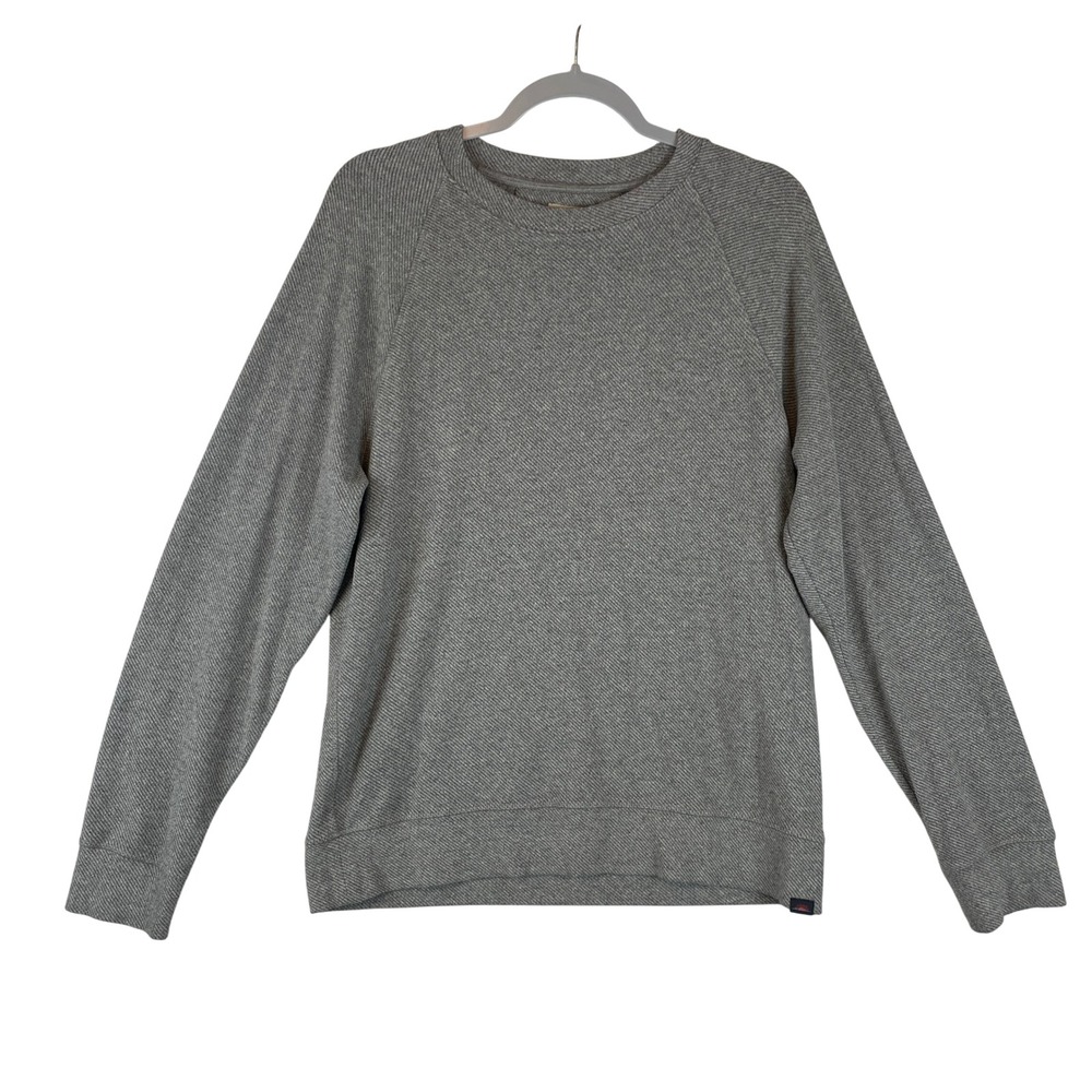 Faherty Brand Mens Raglan Sweatshirt Grey Textured Crew Neck Pullover Size M